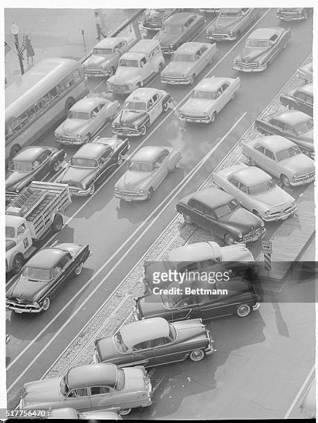 Transit Strike Enters Fifth Day Here. Washington, D.C.: With cars parked on the street car tracks this was the scene on Pennsylvania Avenue today as...