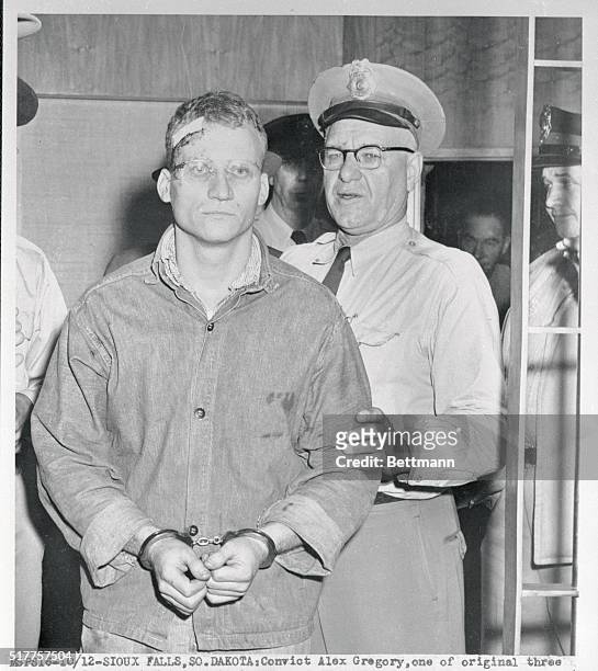 Convict Alex Gregory, one of the three spokesmen for the rioting prisoners is removed from the state penitentiary to Sioux Valley Hospital for...