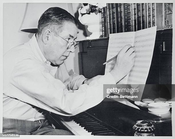 From Words to Music. New York: Writer-poet Ogden Nash is a picture of intense concentration as he works with a sheet of music before him. When not...