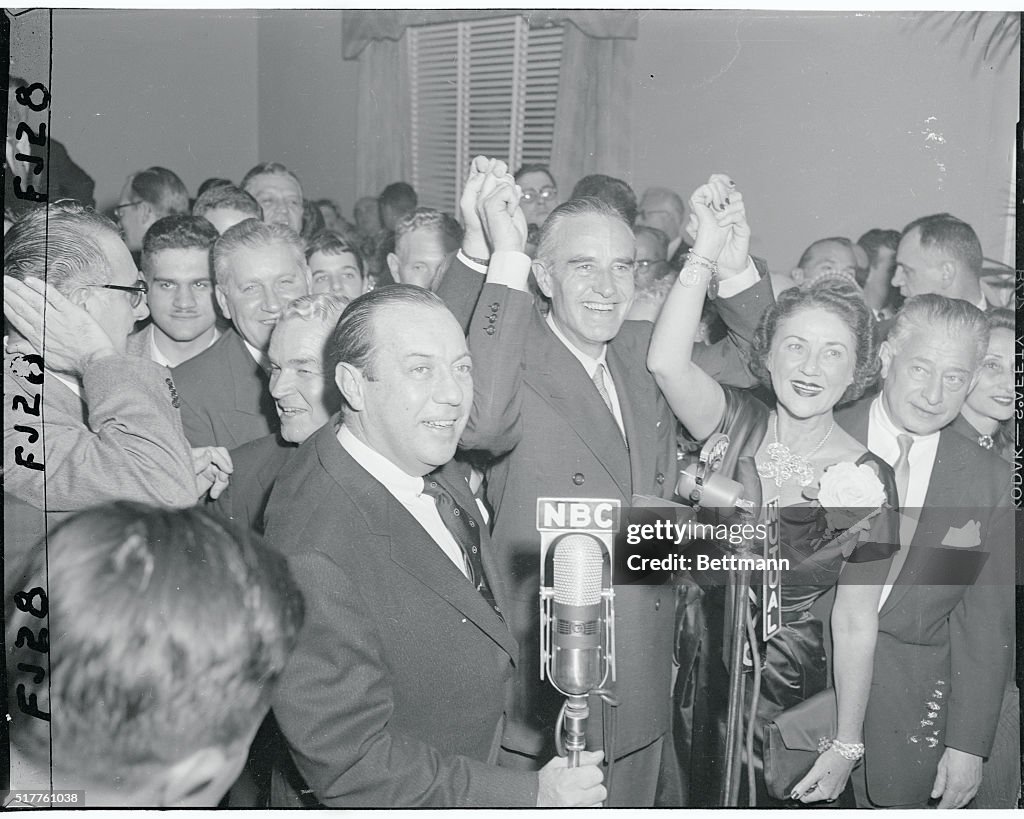 Robert Wagner Raising Averell Harriman's Hands
