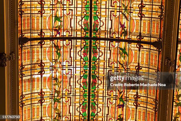 Hotel Raquel, stained glass designed by Rosa Maria de la Terga.