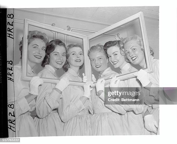 New York: Finalists In "Miss Rheingold Contest." The lovely half dozen finalists in the 18th annual "Miss Rheingold" Contest make a beautiful...