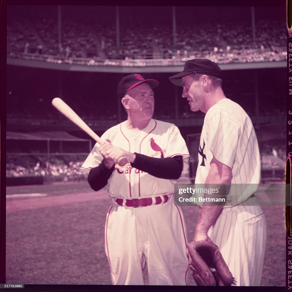 Rogers Hornsby and Hank Bauer Chatting