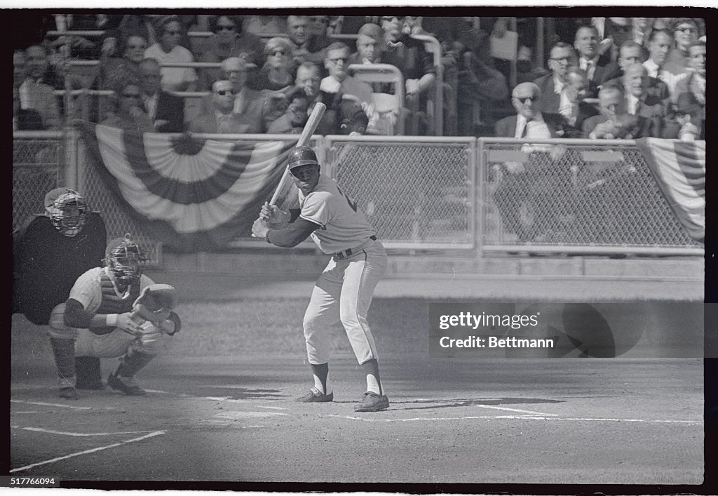 Willie Mays Batting During Game