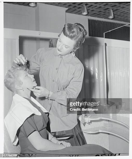 Ex GI Charles McLeod, now Charlotte McLeod is through with his surgery as shown, and is at her new job as makeup artist at Larry Mathews' all night...