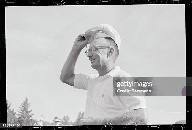 Jerry Barber of Los Angeles, California, tips his cap to the spectators, after he finished his third round in the PGA Golf Tourney here August 1st....