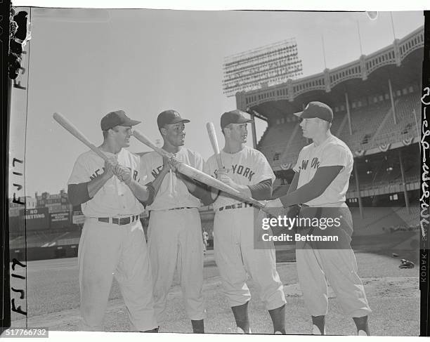 Moose Skowron, Elston Howard and Bob Cerv , who will be playing their first World Series this year with the American League champions are shown...