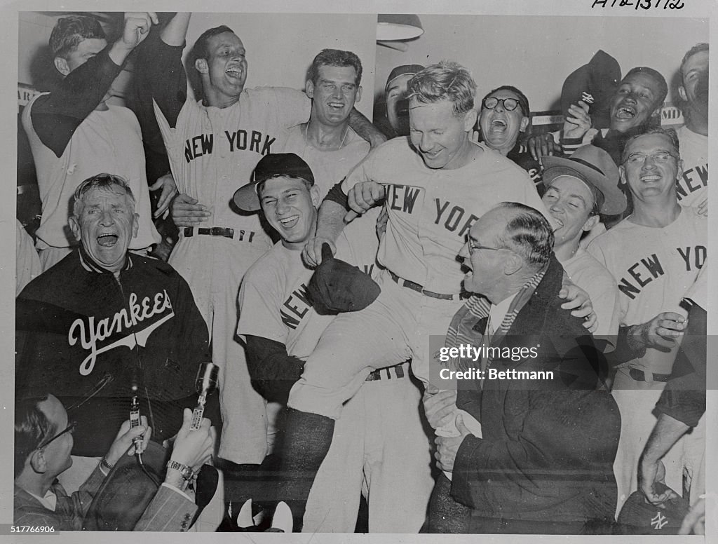 Teammates Carrying Whitey Ford After Victory