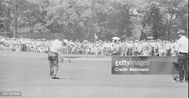 Olympia Fields, Ill: Jerry Barber of Los Angeles shown as he drives down fairway to the 5th hole as he tries to make a comeback as he goes against...