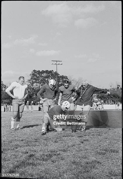 St. Augustine, Fla.: Head coach Rip Engle of Penn State believes in personal tutelage-and fancies himself something of a field-goal artist. Here...