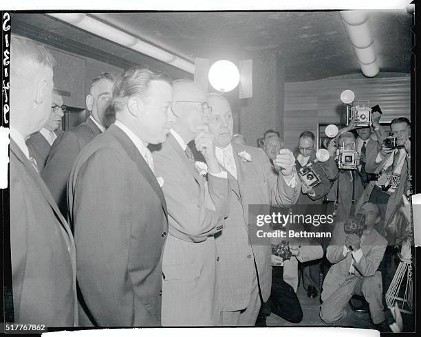 Ponderers three. Washington, D.C.: A striking study of three faces made during the dedication ceremonies of the new AFL-CIO headquarters building in...