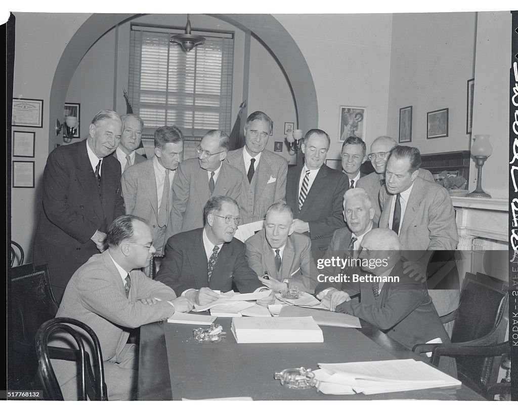 Prescott Bush Meeting with Fellow Senators
