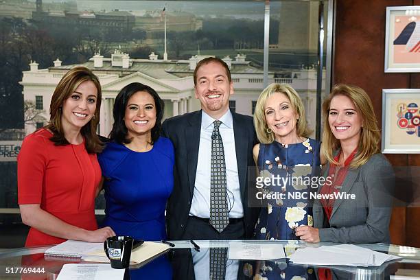 Pictured: Hallie Jackson, NBC News Correspondent, Kristen Welker, NBC News White House Correspondent, moderator Chuck Todd, Andrea Mitchell, NBC News...