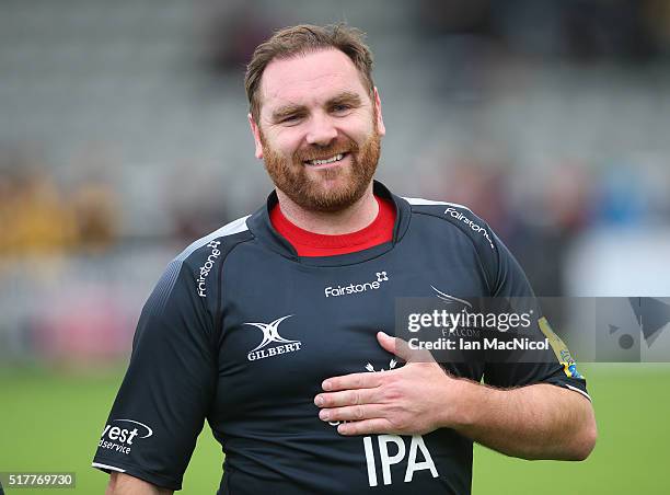 Andy Goode of Newcastle Falcons walks off the pitch during the Aviva Premiership match between Newcastle Falcons and Wasps at Kingston Park on March...