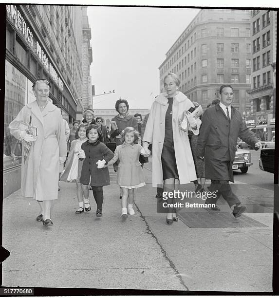 Caroline Kennedy, 3rd from left, who takes dancing lessons herself, arrives at the Capitol Theater here during the after noon to attend a matinee...