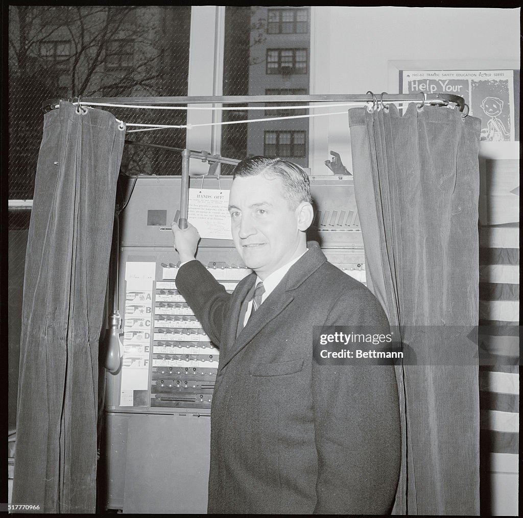 Kieran O'Doherty Exiting a Voting Booth