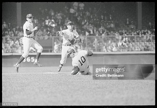 Detroit: Angel runner Jay Johnstone is forced at second base when Jim Fregosi grounded into a double-play during the 7th inning of the Tigers-Angels...