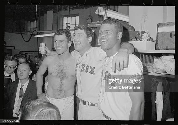 Boston, Massachusetts: The three bombers of the Red Sox who helped the Sox tie with three games a piece. L-R: Rico Petrocelli, who hit two home runs,...