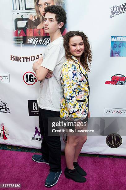 David Bloom and Rebecca Bloom arrive at Mahkenna's Video Release/Anti Bullying Tour at Busby's East on March 26, 2016 in Los Angeles, California.