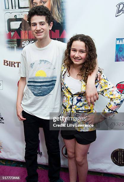 David Bloom and Rebecca Bloom arrive at Mahkenna's Video Release/Anti Bullying Tour at Busby's East on March 26, 2016 in Los Angeles, California.