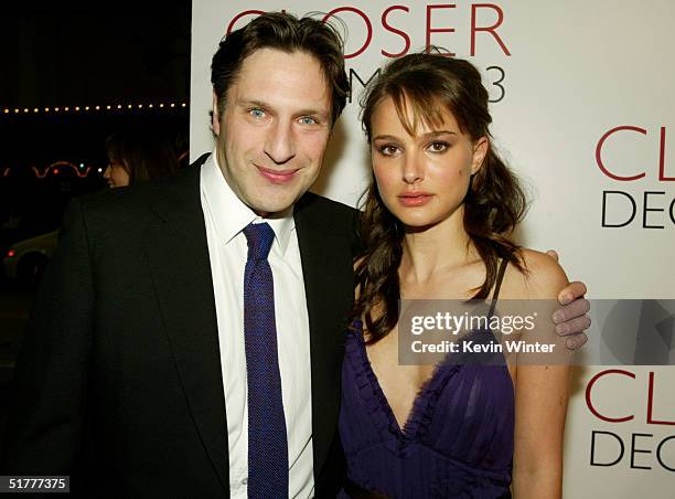 Screenwriter Patrick Marber and actress Natalie Portman arrive to the premiere of Columbia Pictures' "Closer" on November 22, 2004 at the Mann...