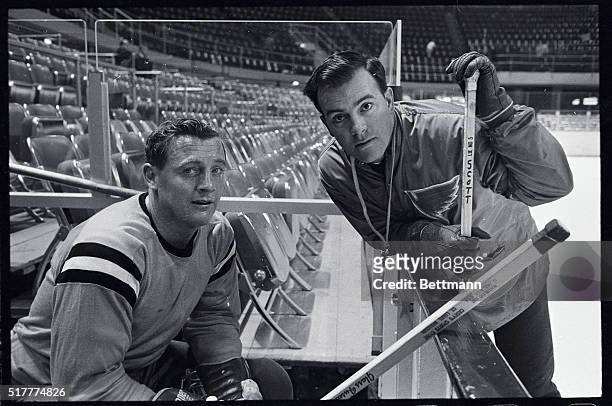 Retired NHL scoring ace, Dickie Moore, who played 9 years with Montreal, has been working out with the St. Louis Blues to see if he can make a come...
