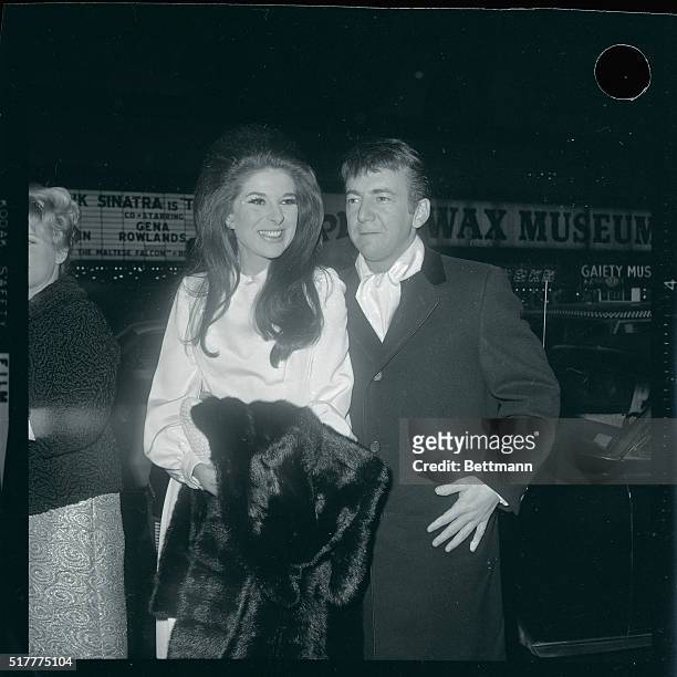 New York, NY- Singers Bobby Darin and Bobbie Gentry are shown as they arrived at Loew's State Theatre for the gala premiere of "Dr. Dolittle."