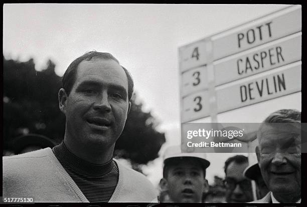 Tired but happy, Johnny Pott, of Ocean Springs, Mississippi, stands victorious after he birdied the first hole of a sudden death play off with Bruce...