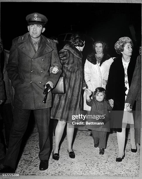 Rome, Italy- King Constantine, Queen Anne-Marie , Princess Irene and Queen Frederika walk from airport after arrival here Dec. 14, from Greece....