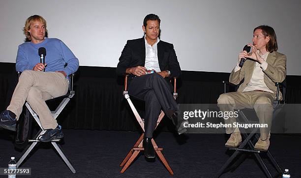 Actor Owen Wilson, actor Jeff Goldblum and director Wes Anderson answer questions from the audience during the Q & A following the Variety Screening...