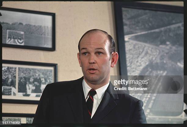 Closeups of Charles "Lefty" Driesell during a news conference at the University of Maryland, 3/19, in which he was formally introduced as the new...