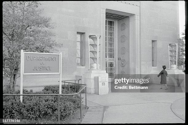 Washington, DC: One of the entrances to the US Department of Justice photographed March 7. This entrance is at the corner of Ninth and Pennsylvania...