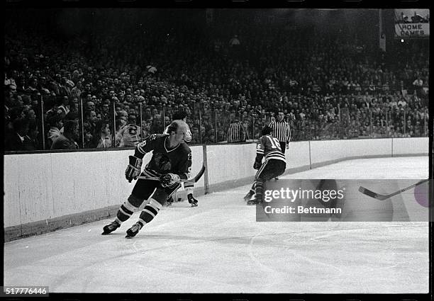 Chicago Black Hawks' Bobby Hull is shown in action against the Boston Bruins.