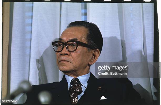 Close up of the Japanese Prime Minister Takeo Miki, shown before he became Prime Minister. Undated color slide.