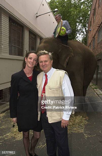 NOV 2001- JANE LUEDECKE + PAUL FRANCIS - AUSTRALIAN TENNIS LEGEND KEN- ROSEWALL LAUNCHING THE ADIDAS INTERNATIONAL LEGENDS DINNER 2002 AT THE "M"...