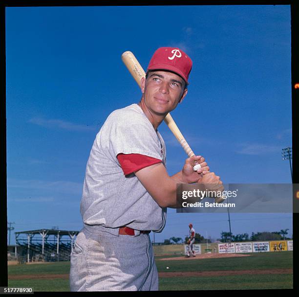 Florida: John Callison of the Phillies during spring training. April 1964.