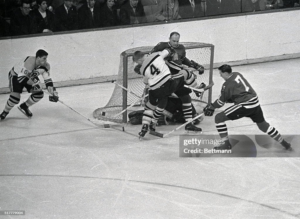 Bobby Orr Struggling With Goalie in Game