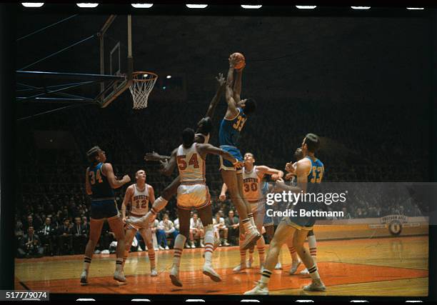 Basketball star Lew Alcindor, , is shown in action against Houston in the NCAA Tournament.