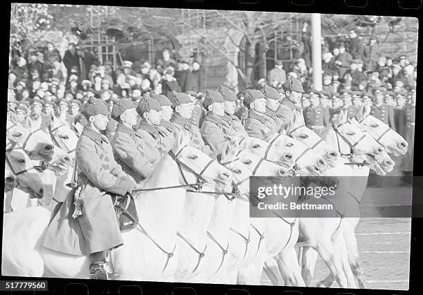 Red Cavalry Rides Again. Moscow, U.S.S.R.: Sharing the same bill with giant ballistic missiles, this Soviet cavalry unit had a hard time trying not...