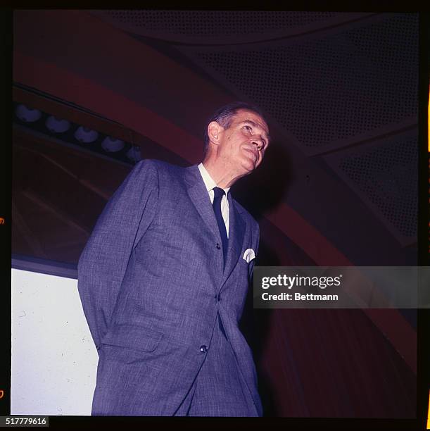 Alger Hiss, a convicted perjurer accused of passing secrets to the Communists in 1948, photographed at the New School for Social Research, Oct. 5th.,...