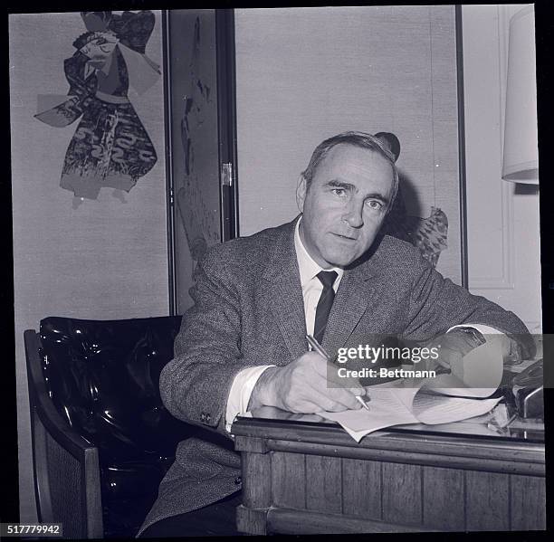 New York, NY- Film director Richard Fleisher goes over a script in his hotel room here December 5 after he demanded that the Gallery of Modern Art...