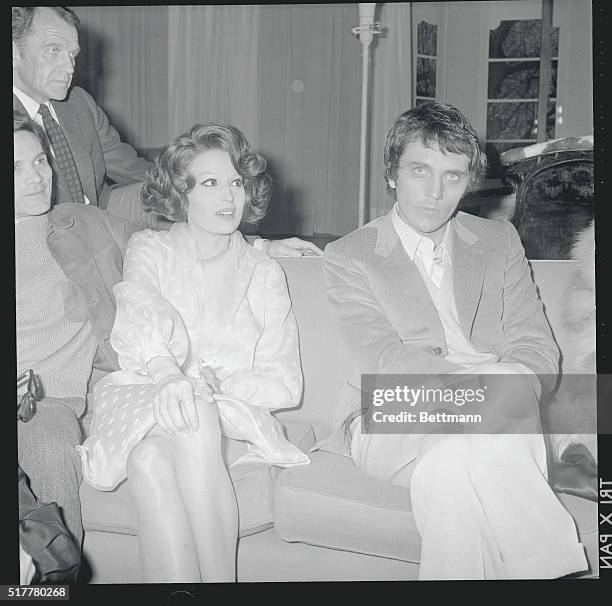 Rome, Italy: Italian actress Silvana Mangano and actor Terence Stamp as they met with the press here, today, to discuss the new film, Teorema, in...