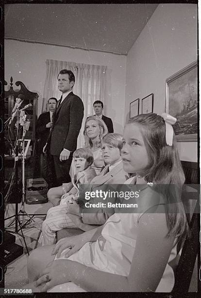 Senator Edward M. Kennedy announces June 11 that he will seek reelection for a full six year term to the United States Senate. Members of his family...