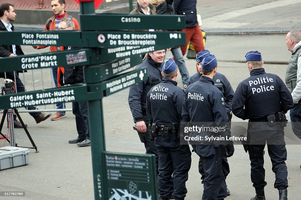 Cancelled March Fails To Deter Gathering At Place de La Bourse In Brussels