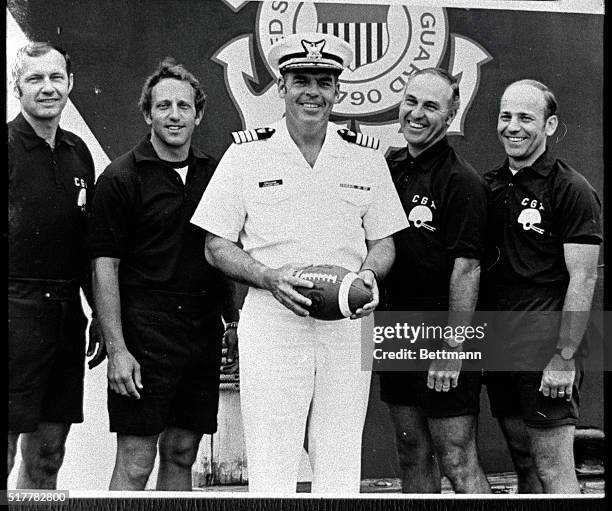 In 1944, Otto Graham, of Northwestern University, made All-American in both football and basketball. Thirty years later, Captain Otto Graham is happy...