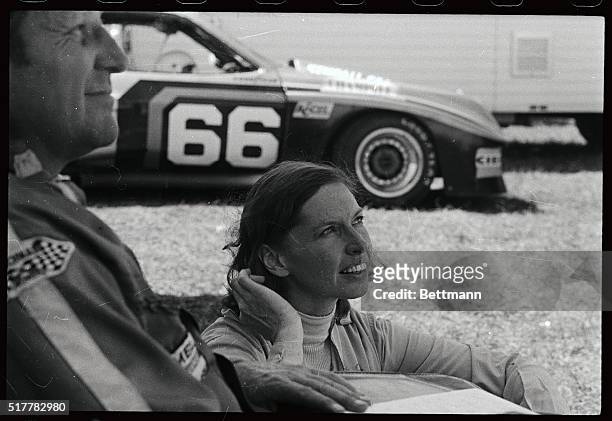 Lady race driver Janet Guthrie is seen here as she gets ready for the 12 Hours of Sebring. She hopes to become the first woman to drive in the...