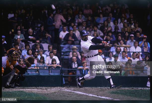 Willie Horton, Detroit Tigers batting during game against NY Yankees.