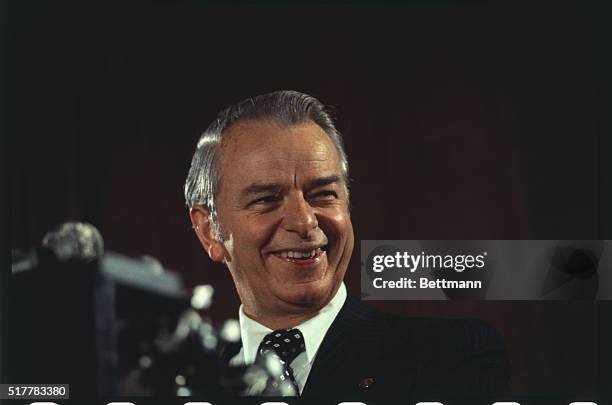 Washington, DC.: Close up of Senator Robert Byrd of West Virginia, as he announces he is a candidate for the Democratic presidential nomination.