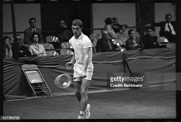 Jan Leschley of Denmark is shown in action during a match in the second round play of the US National Indoor Tennis Championships. Leschley defeated...