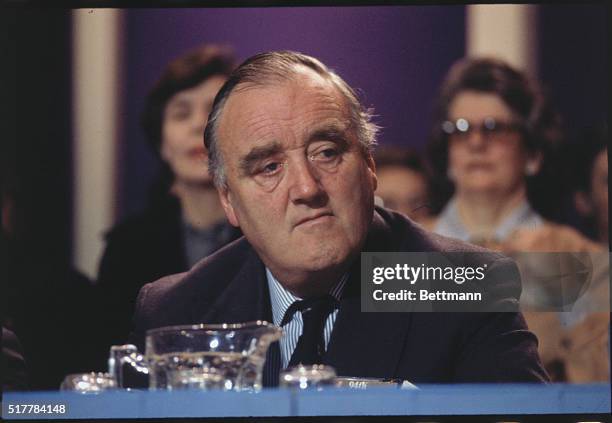 The British Secretary of State for Ulster, William Whitelaw, pictured during a Conservative Party Conference.